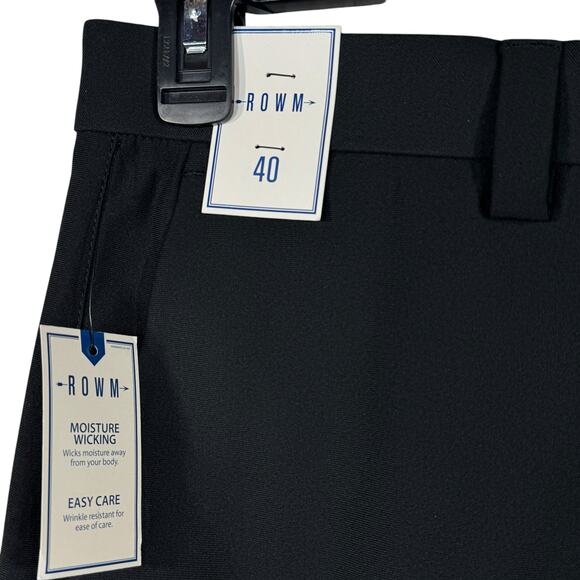 R.O.W.N. SZ 40 Mens Shorts Wicking Pockets Zip-Fly Stretch Easy Care Black New - Picture 2 of 8